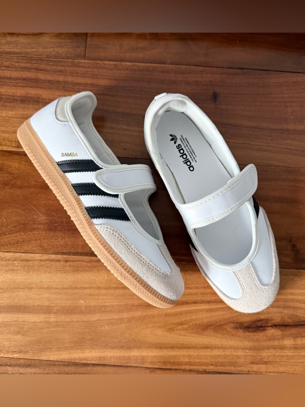 adidas Samba Mary-Jane Sneakers - White/Black/Tan Gum